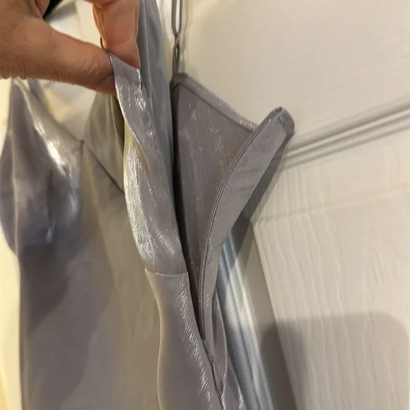 H&M Shiny Silver Spaghetti Strap Cocktail Mini Dress - Picture 4 of 8